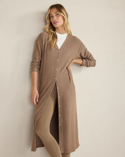 BRUSHED RIB KNIT LONG SLEEVE DUSTER | Talbots