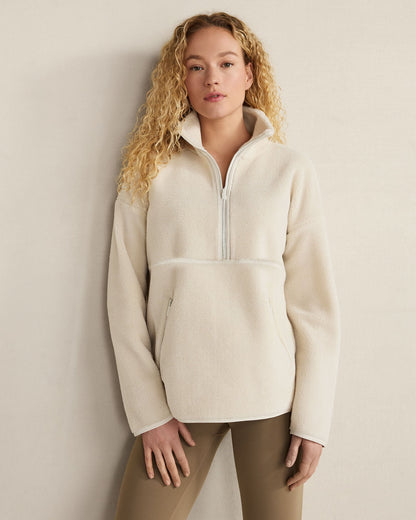 FAUX SHERPA HALF ZIP PULLOVER | Talbots