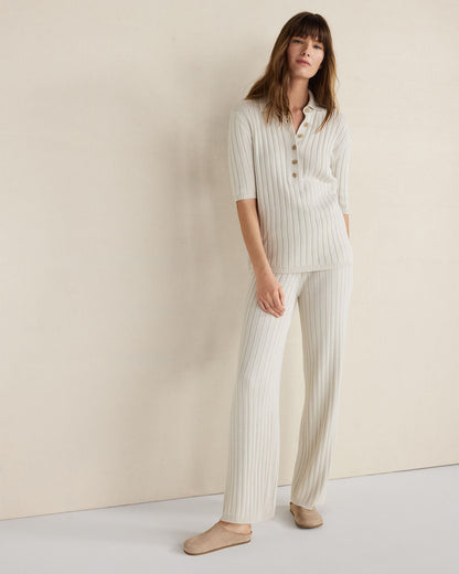 ORGANIC COTTON RIBBED STRAIGHT LEG PANTS | Talbots