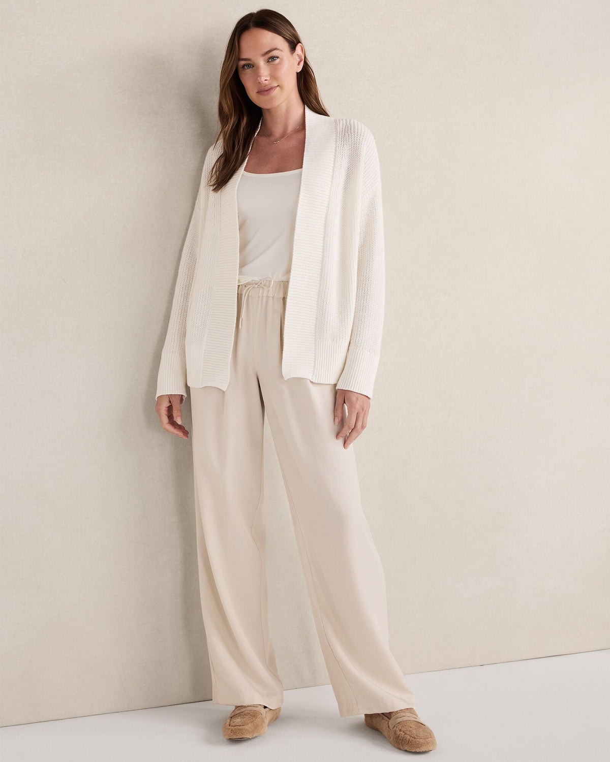 ORGANIC COTTON SHAKER STITCH OPEN FRONT CARDIGAN | Talbots