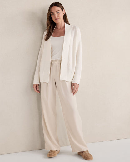 ORGANIC COTTON SHAKER STITCH OPEN FRONT CARDIGAN | Talbots