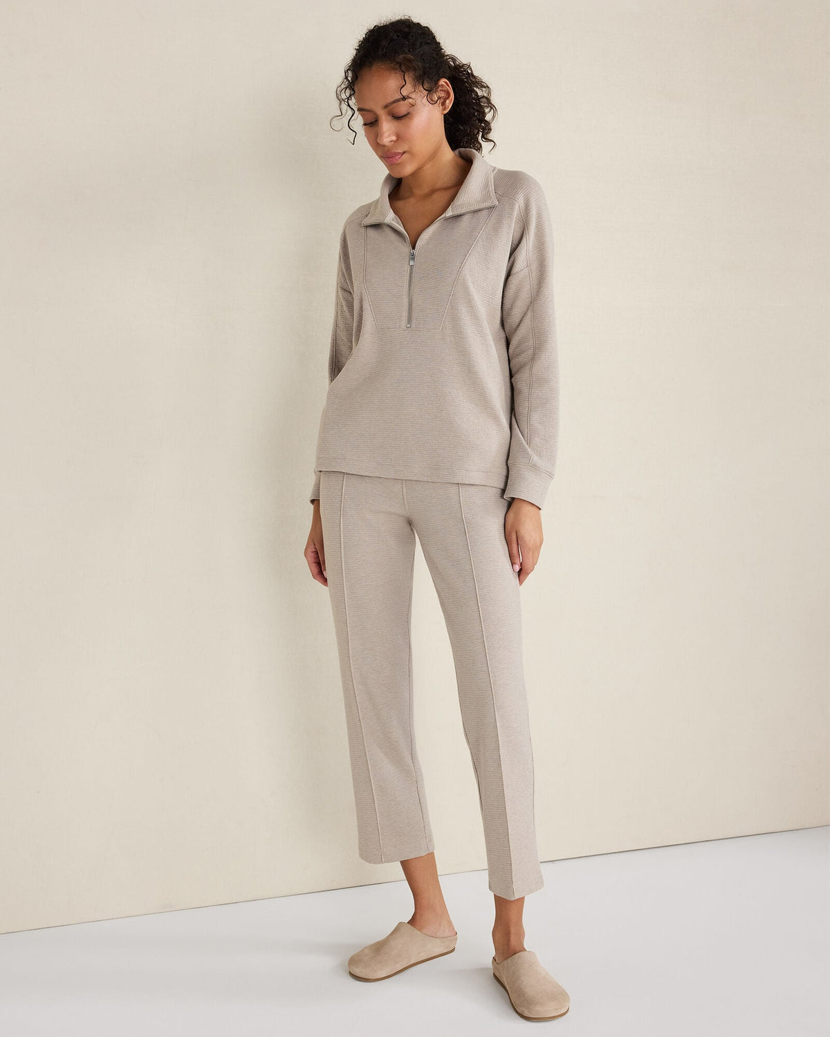 COTTON BLEND OTTOMAN RIB TAPERED PANTS | Talbots