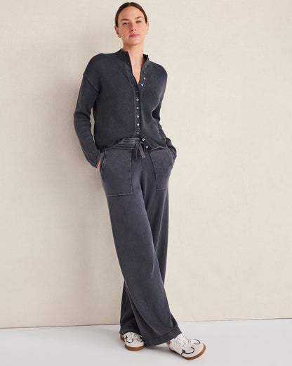 ORGANIC COTTON KNIT WIDE LEG PANTS | Talbots
