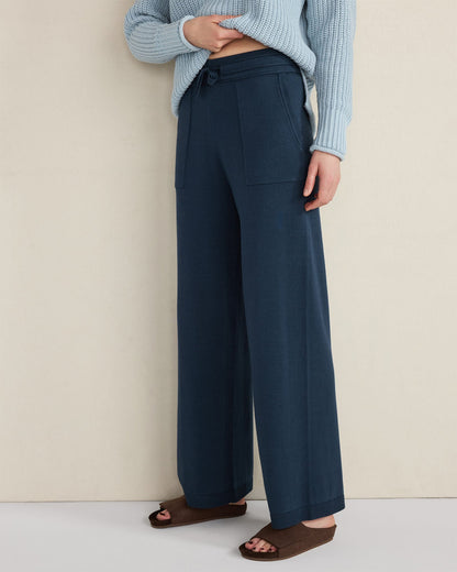 ORGANIC COTTON KNIT WIDE LEG PANTS | Talbots