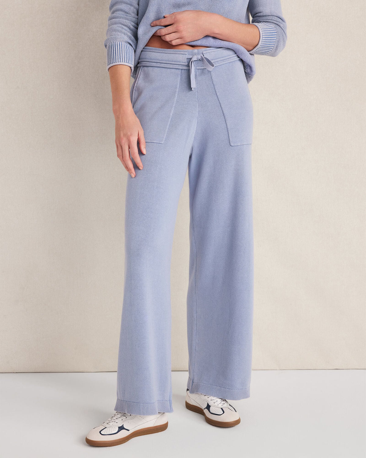 ORGANIC COTTON KNIT WIDE LEG PANTS | Talbots