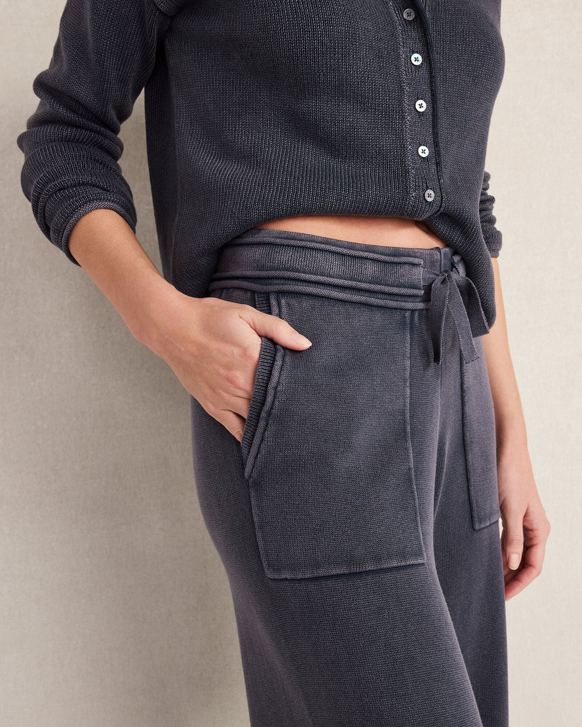 ORGANIC COTTON KNIT WIDE LEG PANTS | Talbots
