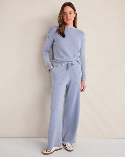 ORGANIC COTTON KNIT WIDE LEG PANTS | Talbots