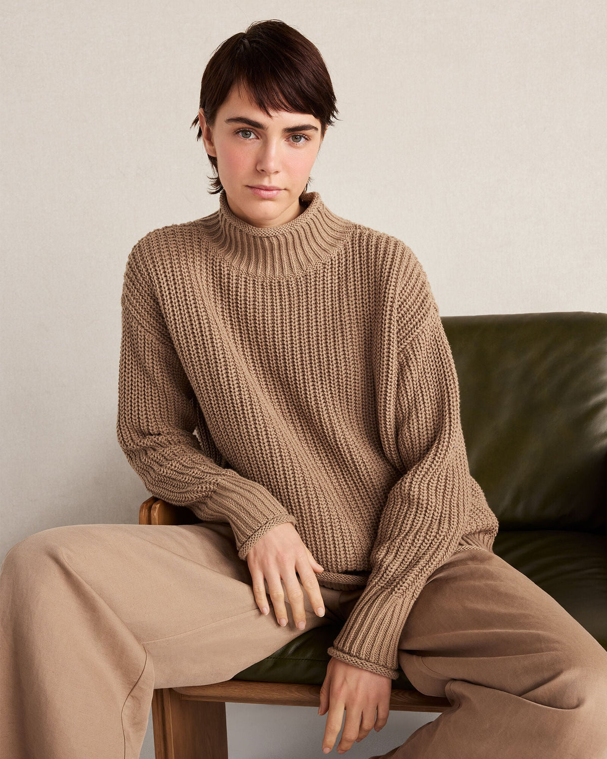 ORGANIC COTTON SHAKER STITCH ROLL NECK SWEATER | Talbots