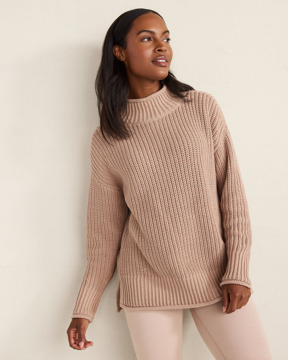 ORGANIC COTTON SHAKER STITCH ROLL NECK SWEATER | Talbots