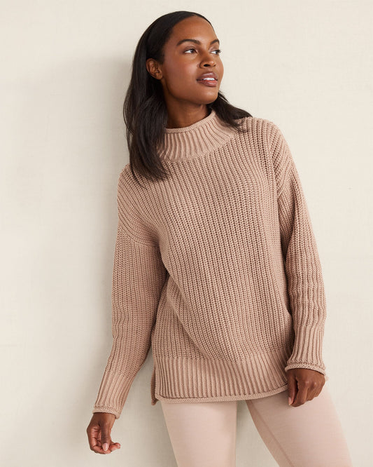 ORGANIC COTTON SHAKER STITCH ROLL NECK SWEATER | Talbots