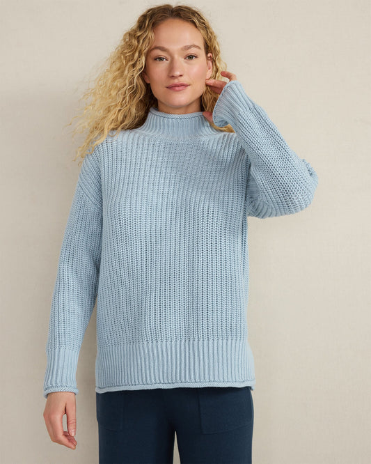 ORGANIC COTTON SHAKER STITCH ROLL NECK SWEATER | Talbots