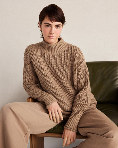 ORGANIC COTTON SHAKER STITCH ROLL NECK SWEATER | Talbots