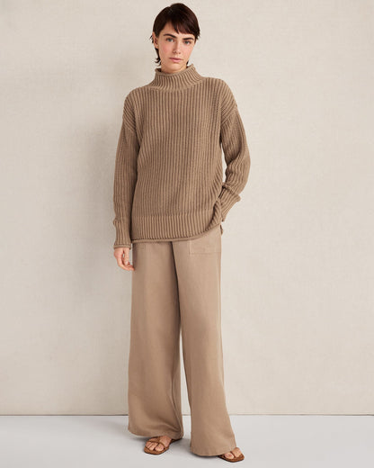 ORGANIC COTTON SHAKER STITCH ROLL NECK SWEATER | Talbots