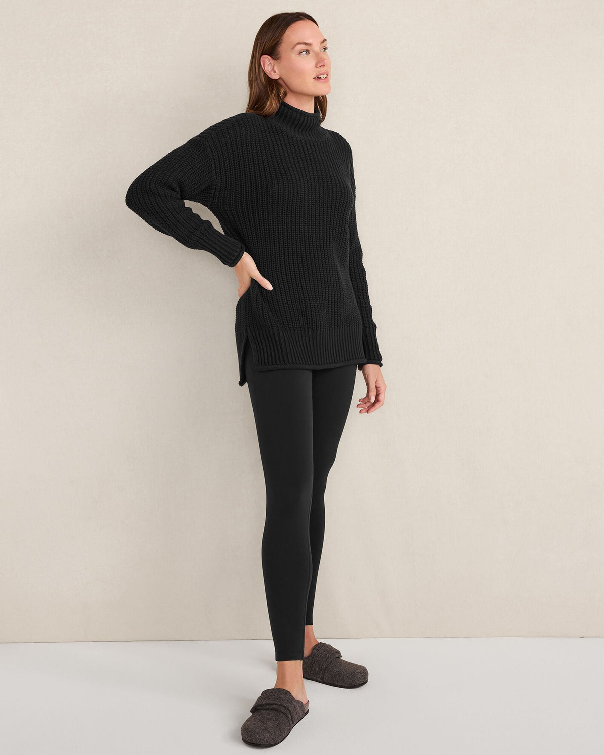 ORGANIC COTTON SHAKER STITCH ROLL NECK SWEATER | Talbots