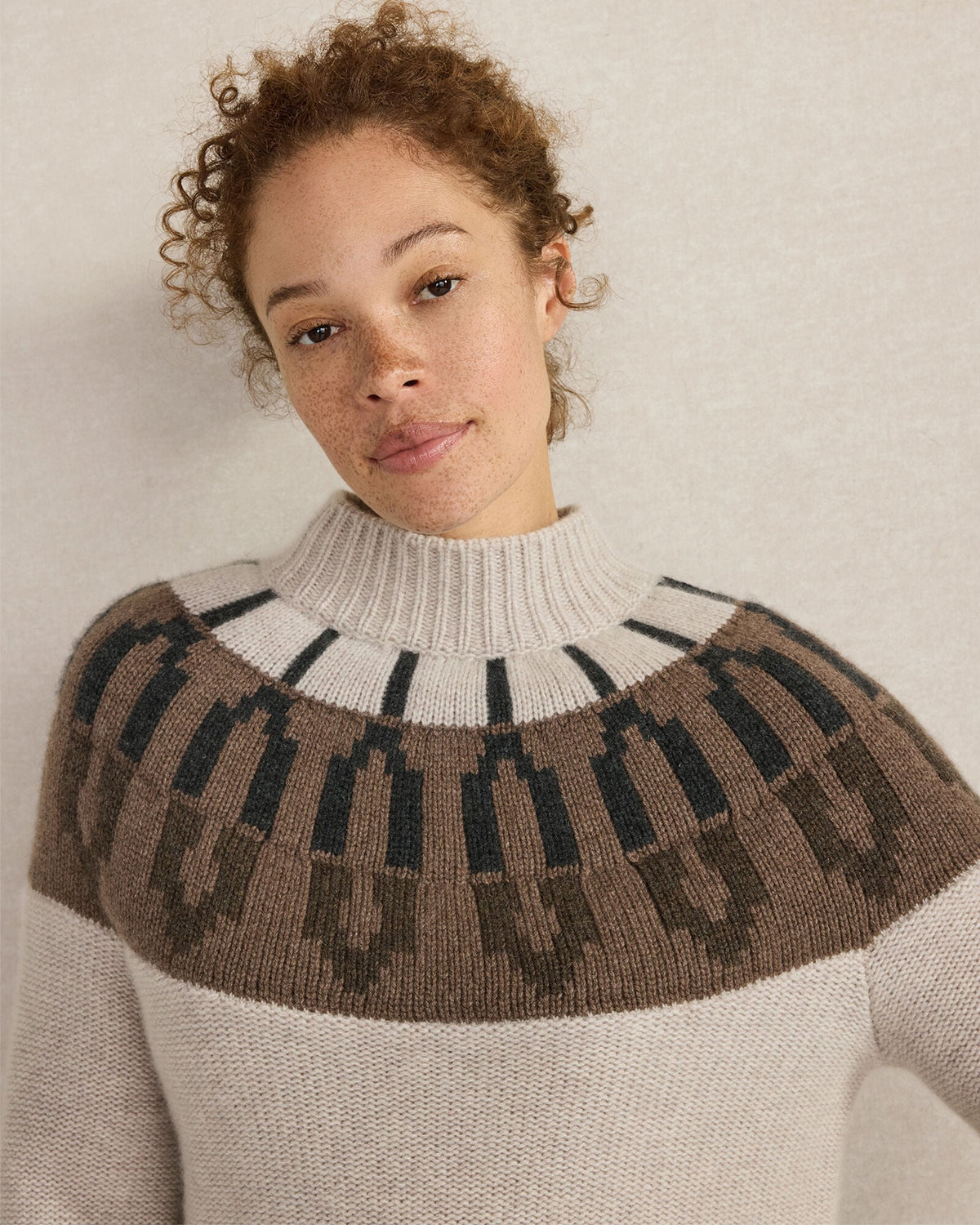 CASHMERE FAIRISLE MOCK NECK SWEATER | Talbots