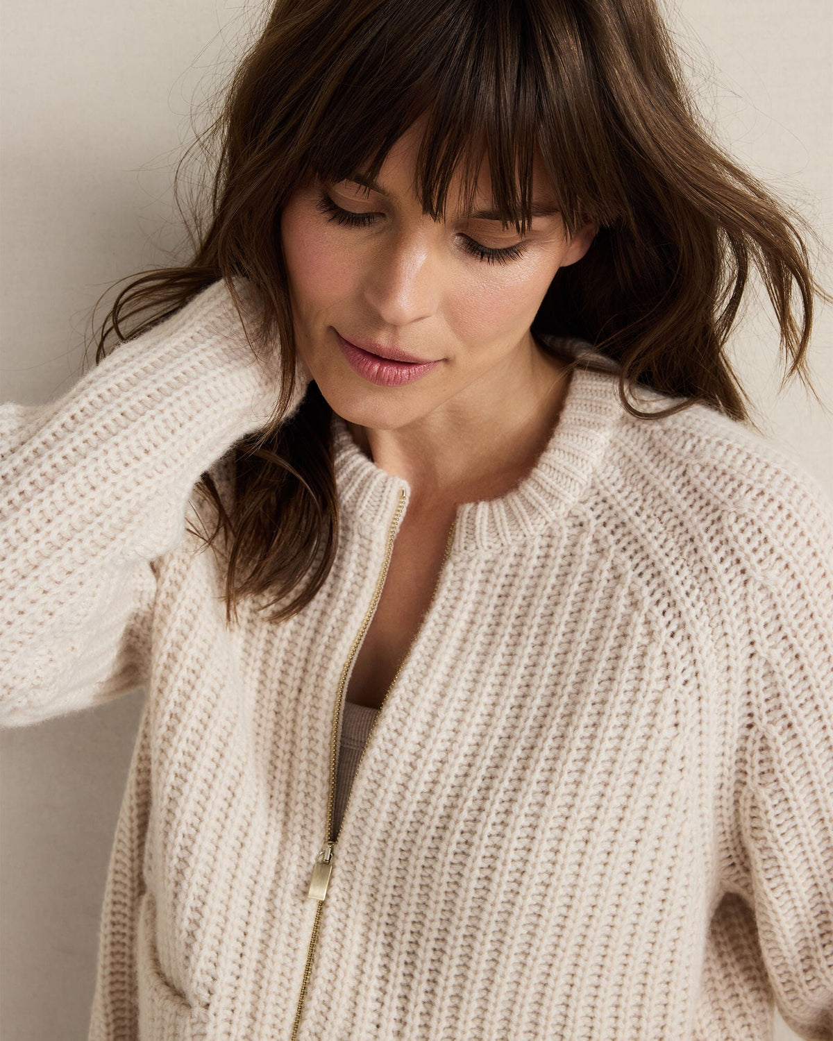 CASHMERE ZIP FRONT BOMBER JACKET | Talbots