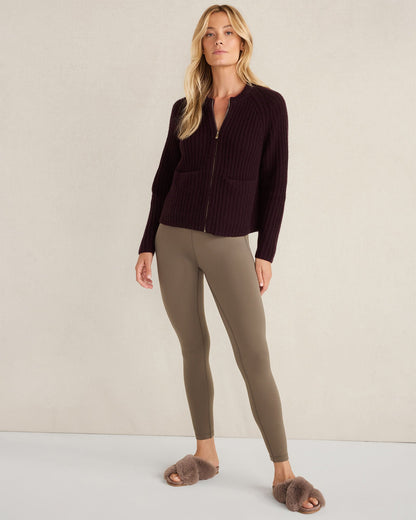 CASHMERE ZIP FRONT BOMBER JACKET | Talbots