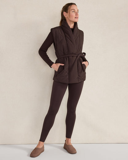 QUILTED PUFFER BELTED VEST | Talbots