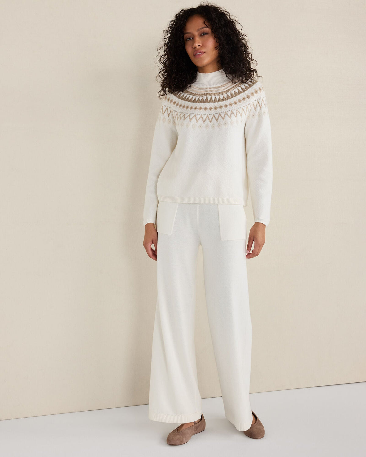 ORGANIC COTTON BLEND FAIRISLE MOCK NECK SWEATER | Talbots