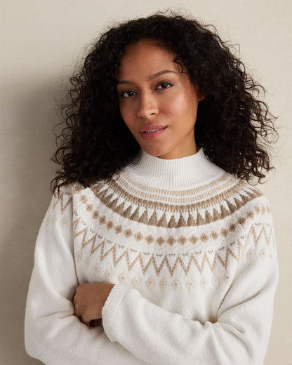 ORGANIC COTTON BLEND FAIRISLE MOCK NECK SWEATER | Talbots
