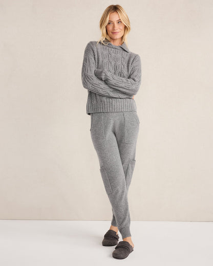 CASHMERE CABLE COLLARED SWEATER | Talbots