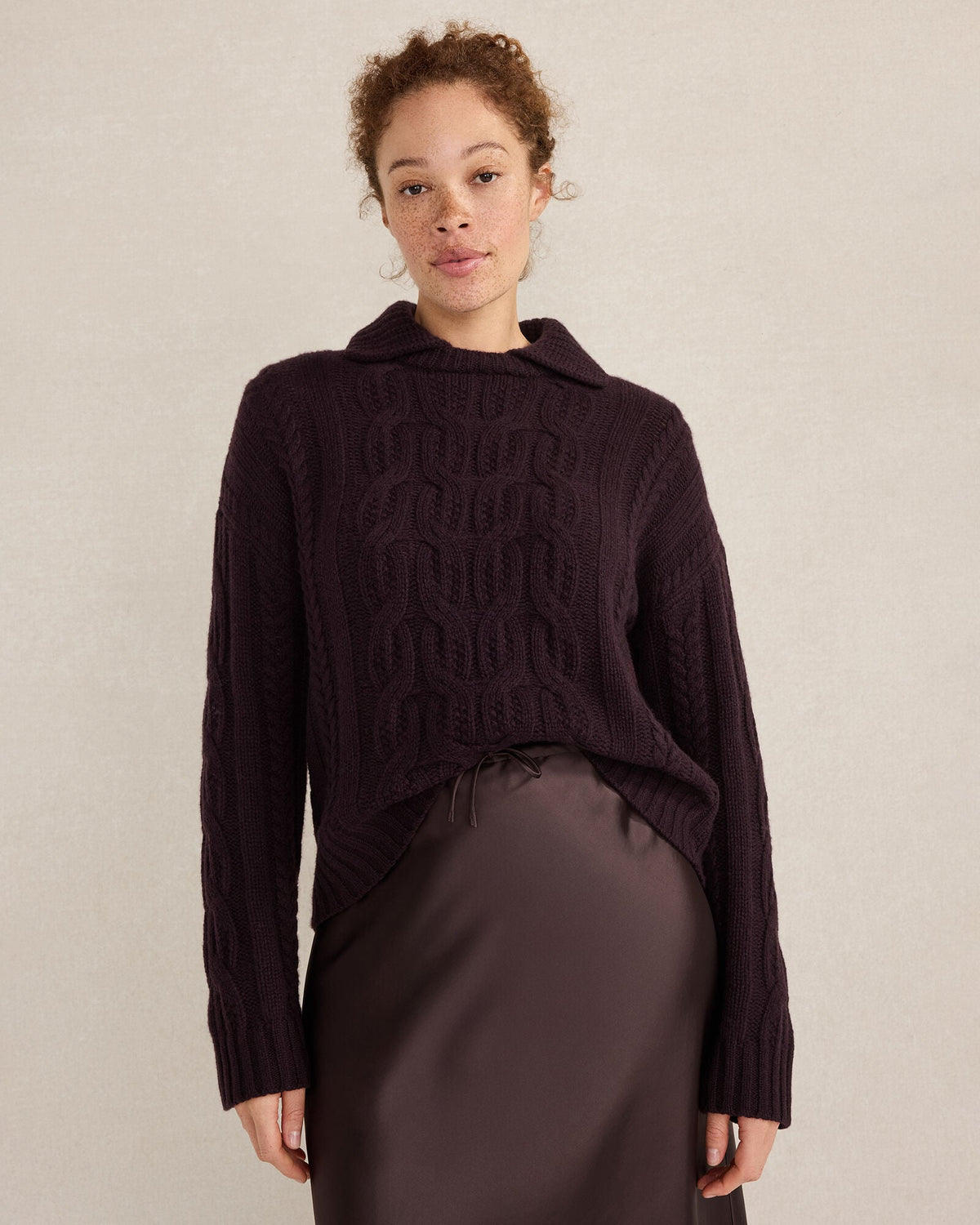 CASHMERE CABLE COLLARED SWEATER | Talbots