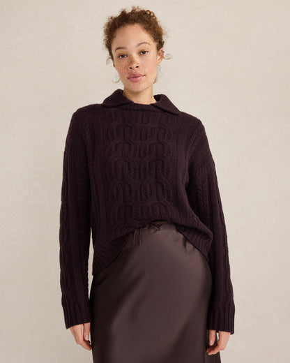CASHMERE CABLE COLLARED SWEATER | Talbots