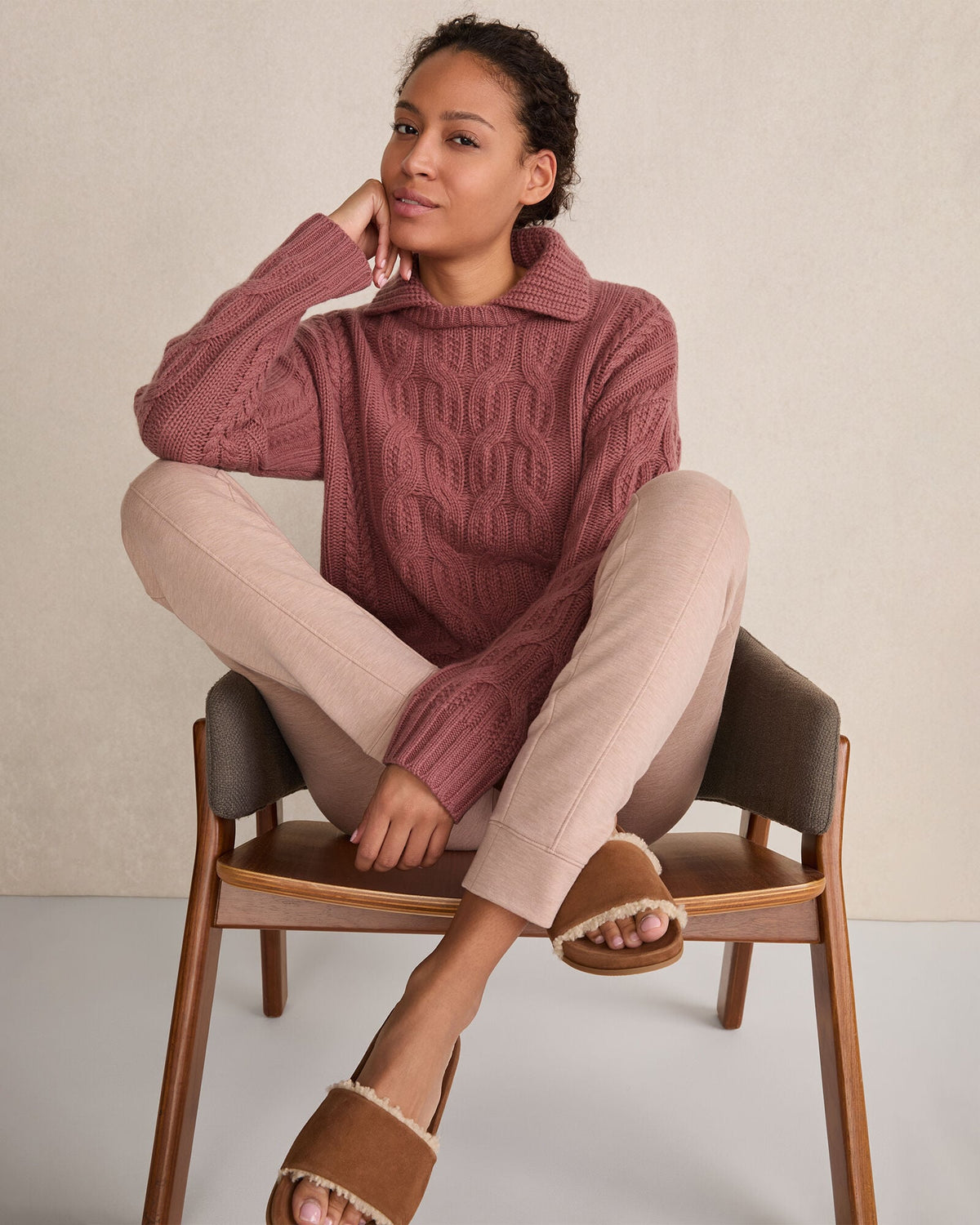 CASHMERE CABLE COLLARED SWEATER | Talbots