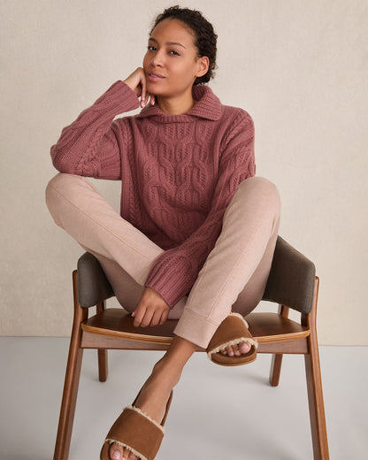 CASHMERE CABLE COLLARED SWEATER | Talbots