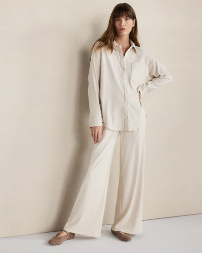 ORGANIC COTTON RIB KNIT RELAXED BUTTON DOWN TOP | Talbots