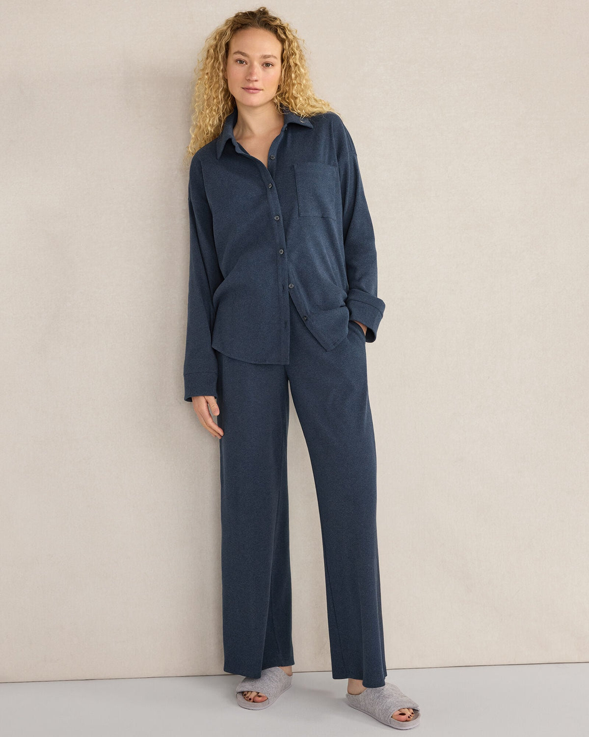 ORGANIC COTTON RIB KNIT RELAXED BUTTON DOWN TOP | Talbots