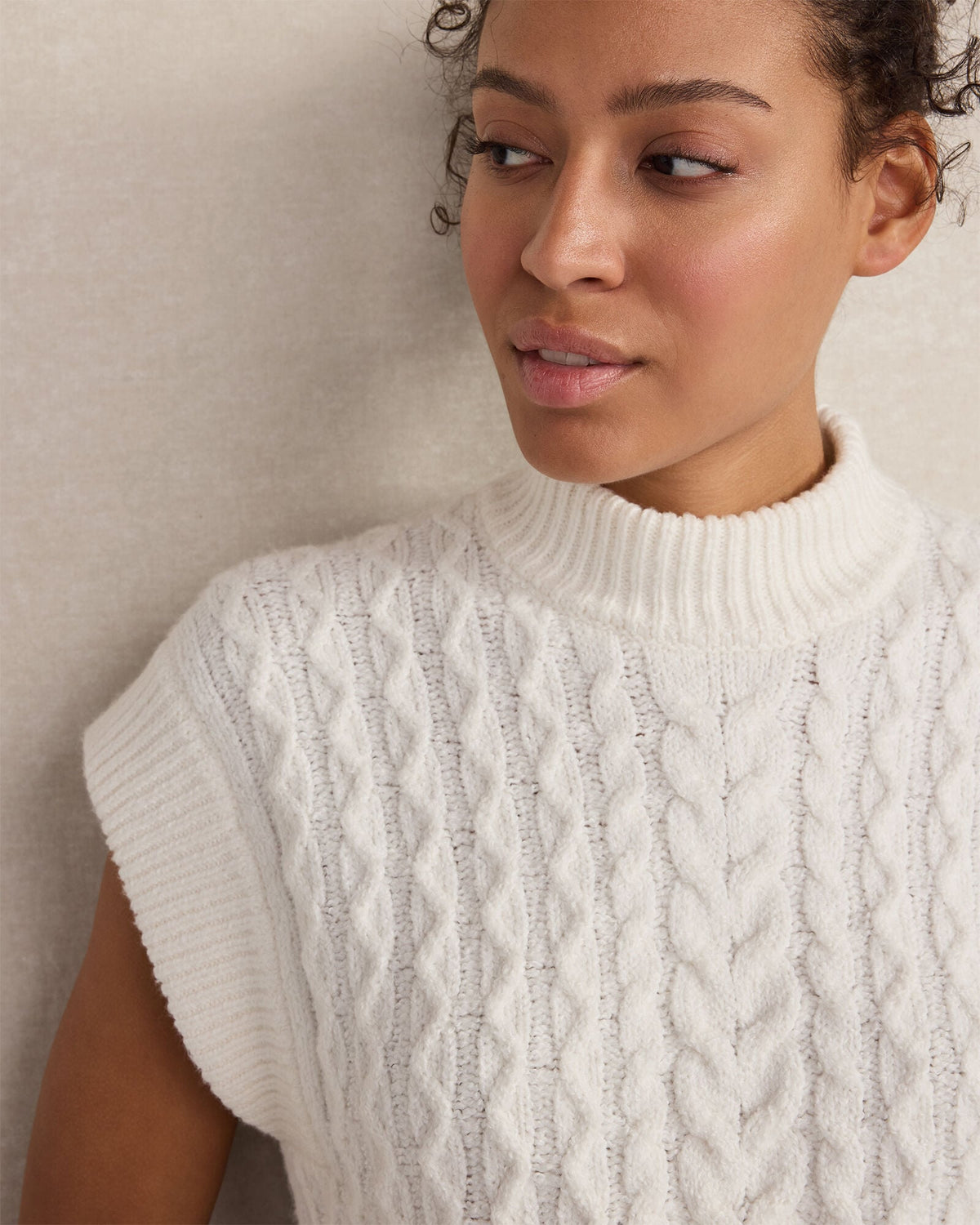 ORGANIC COTTON BLEND CABLE SWEATER VEST | Talbots