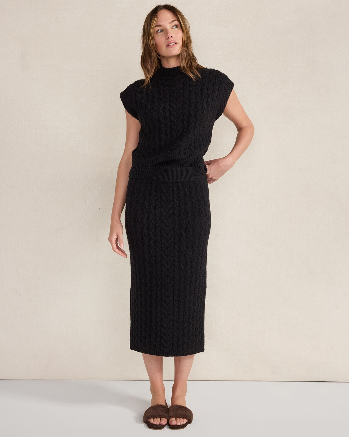 ORGANIC COTTON BLEND CABLE SWEATER VEST | Talbots