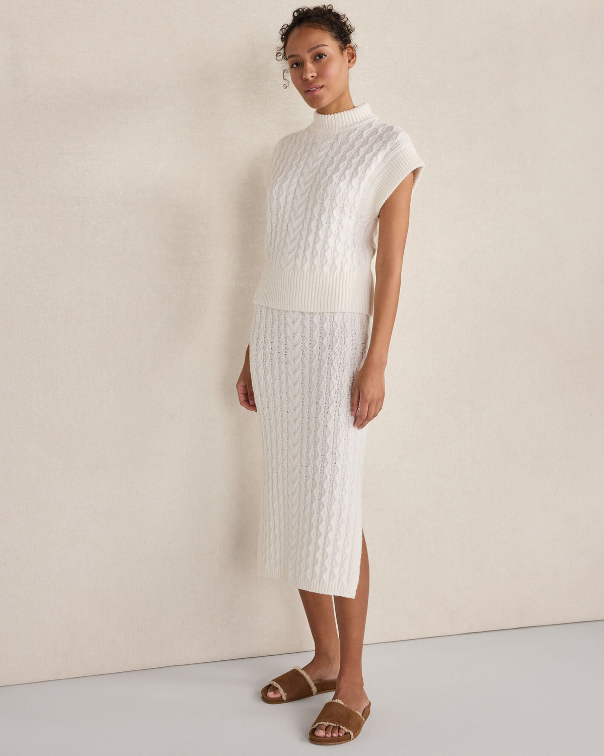 ORGANIC COTTON BLEND CABLE MIDI SKIRT | Talbots