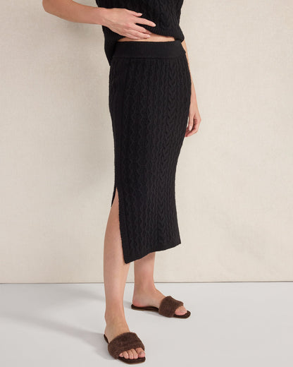 ORGANIC COTTON BLEND CABLE MIDI SKIRT | Talbots