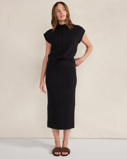 ORGANIC COTTON BLEND CABLE MIDI SKIRT | Talbots