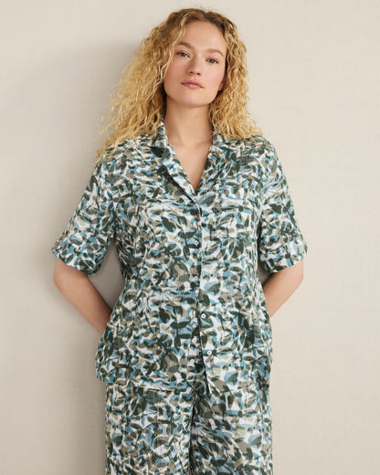 ORGANIC COTTON GAUZE FLORAL PAJAMA TOP | Talbots