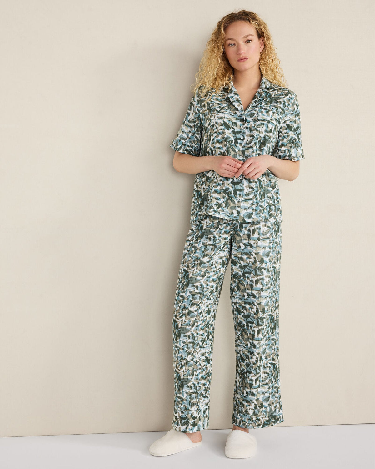 ORGANIC COTTON GAUZE FLORAL PAJAMA TOP | Talbots