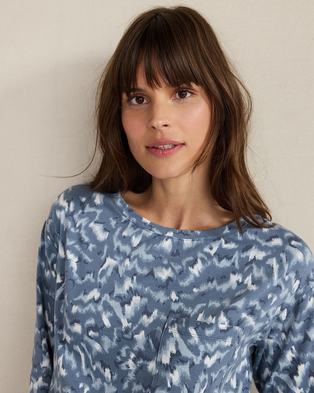 ORGANIC COTTON JERSEY WAVE PAJAMA SHIRT | Talbots