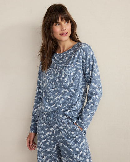 ORGANIC COTTON JERSEY WAVE PAJAMA SHIRT | Talbots