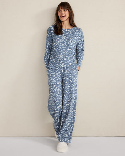 ORGANIC COTTON JERSEY WAVE PAJAMA SHIRT | Talbots