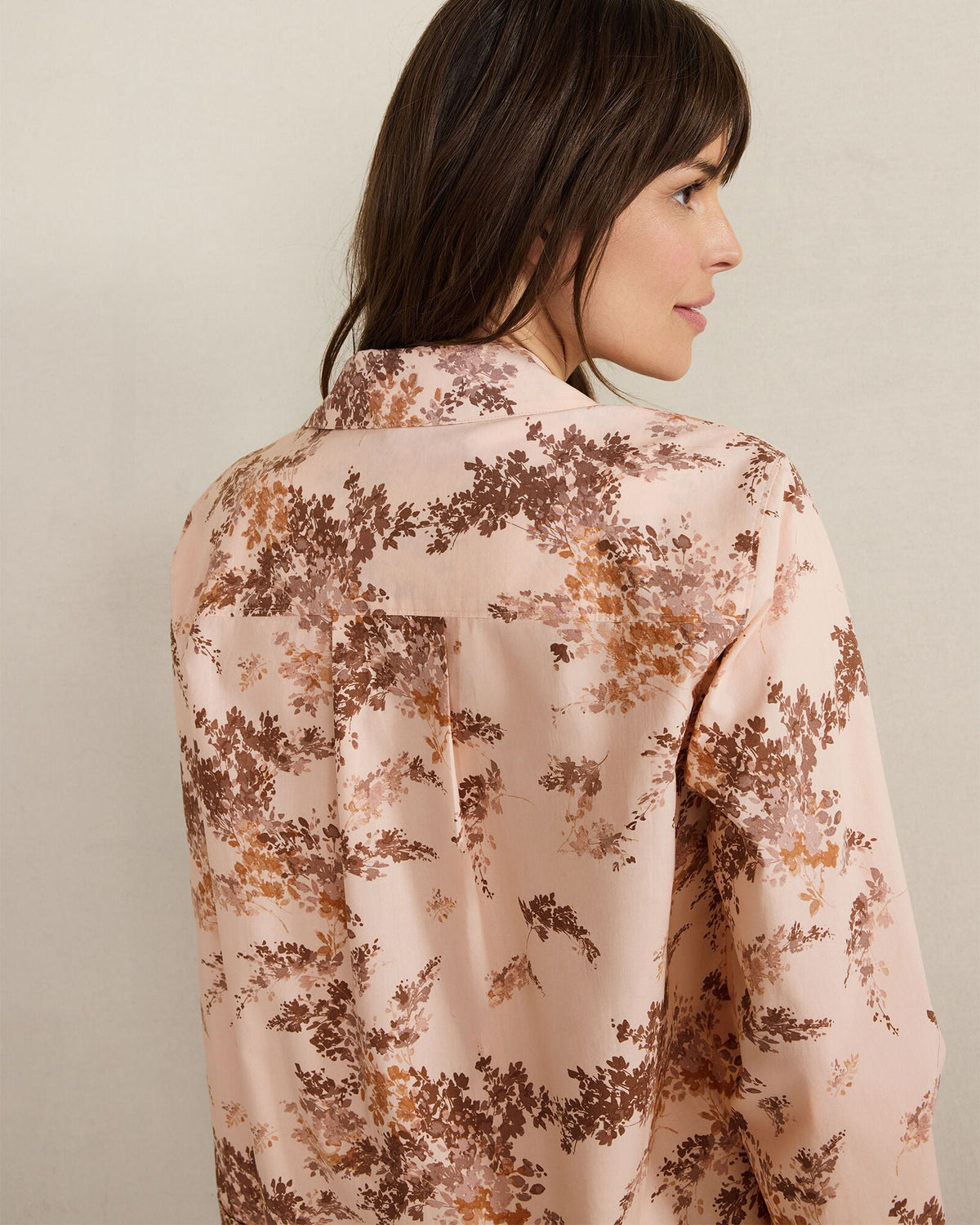 ORGANIC COTTON POPLIN PAINTED ROSE PAJAMA TOP | Talbots