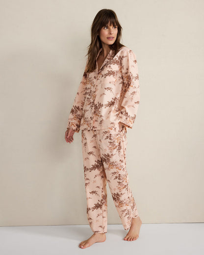 ORGANIC COTTON POPLIN PAINTED ROSE PAJAMA TOP | Talbots