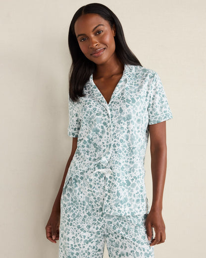 ORGANIC COTTON JERSEY BLURRED FLORAL PAJAMA TOP | Talbots