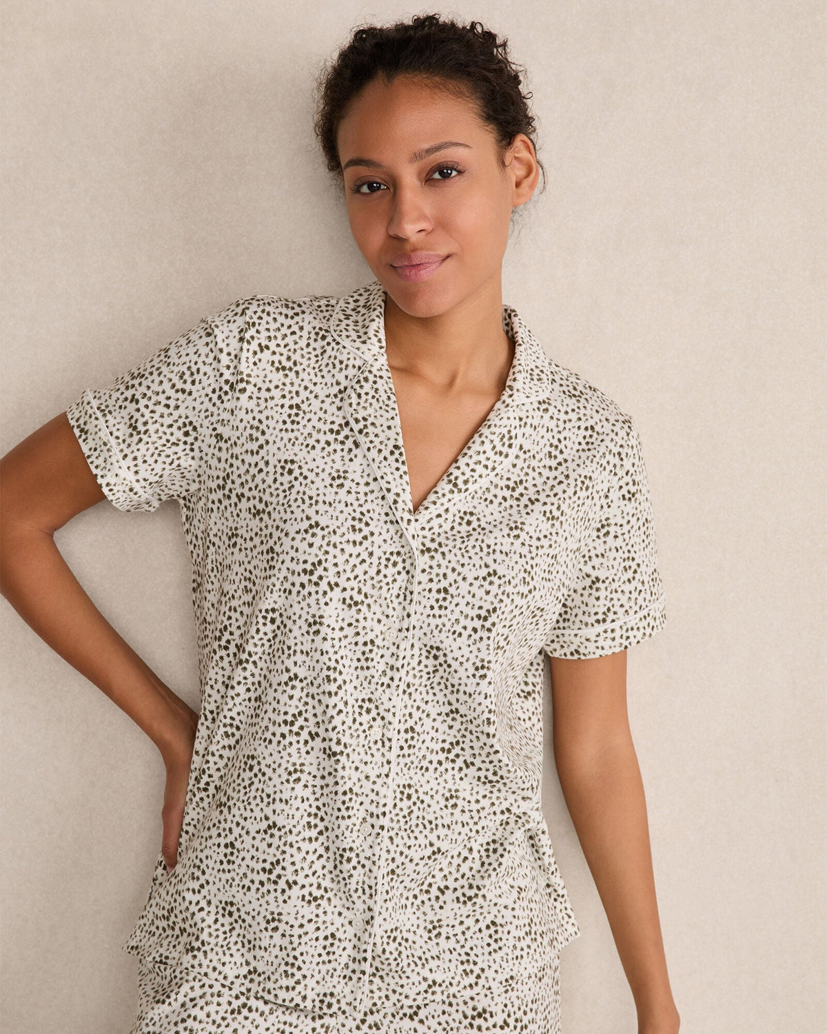 ORGANIC COTTON JERSEY ANIMAL DOT PAJAMA TOP | Talbots