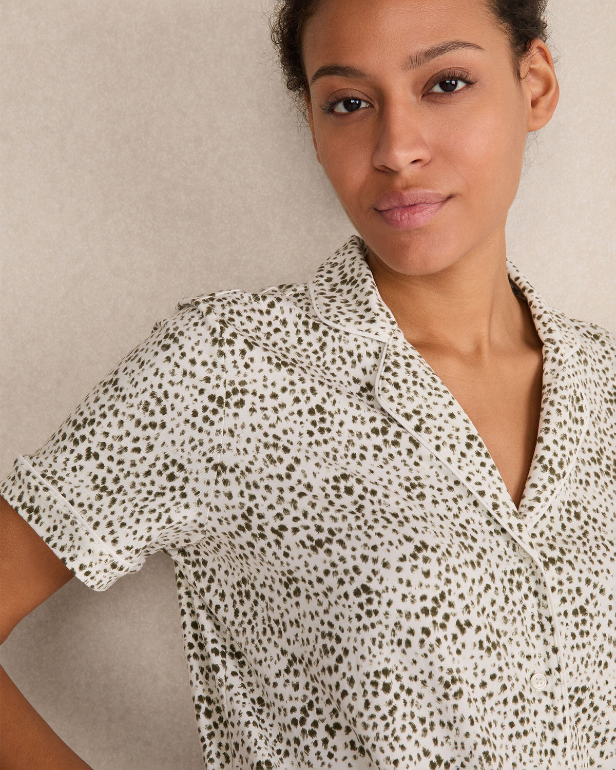 ORGANIC COTTON JERSEY ANIMAL DOT PAJAMA TOP | Talbots