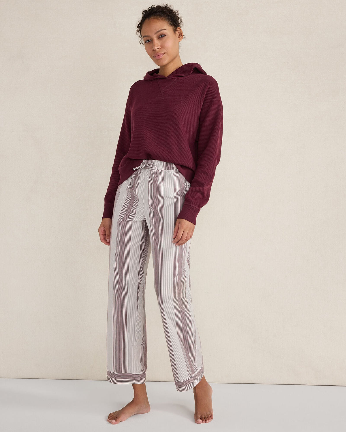 ORGANIC COTTON POPLIN FADED STRIPE PAJAMA PANTS | Talbots