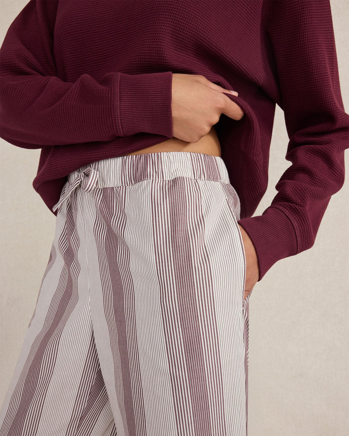 ORGANIC COTTON POPLIN FADED STRIPE PAJAMA PANTS | Talbots