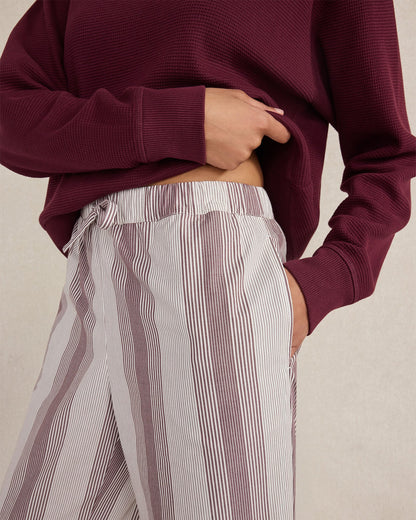 ORGANIC COTTON POPLIN FADED STRIPE PAJAMA PANTS | Talbots