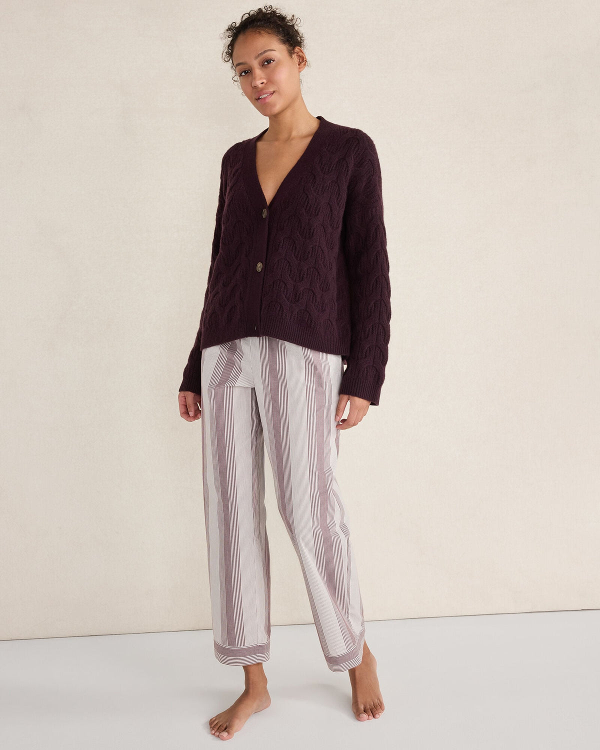 ORGANIC COTTON POPLIN FADED STRIPE PAJAMA PANTS | Talbots